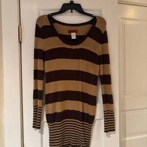 Vintage Y2K Striped Scoop Neck Slim Fit Knit Sweater-dress,- Size M